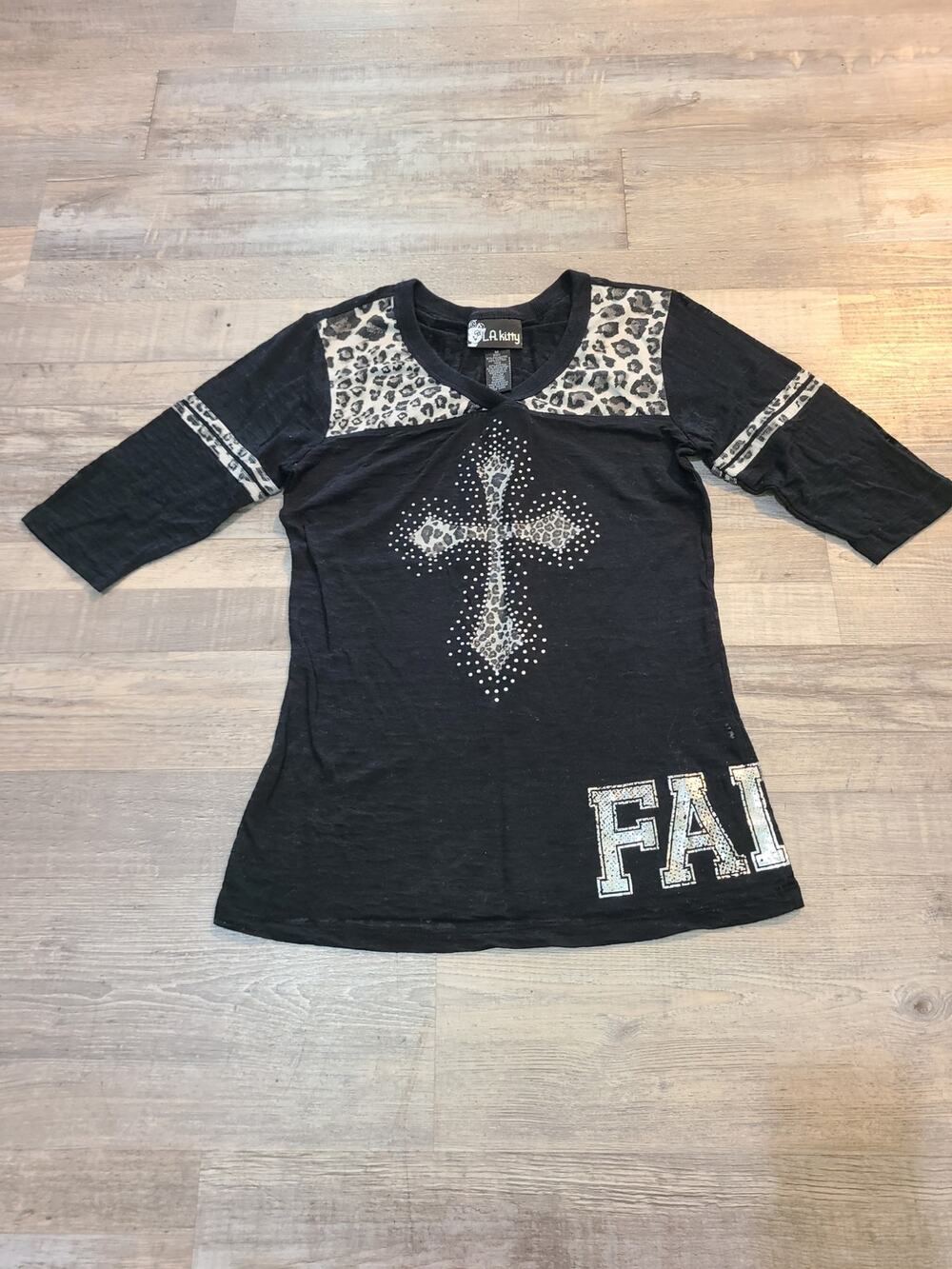 L.A. Kitty medium womens semi sheer "faith" blouse